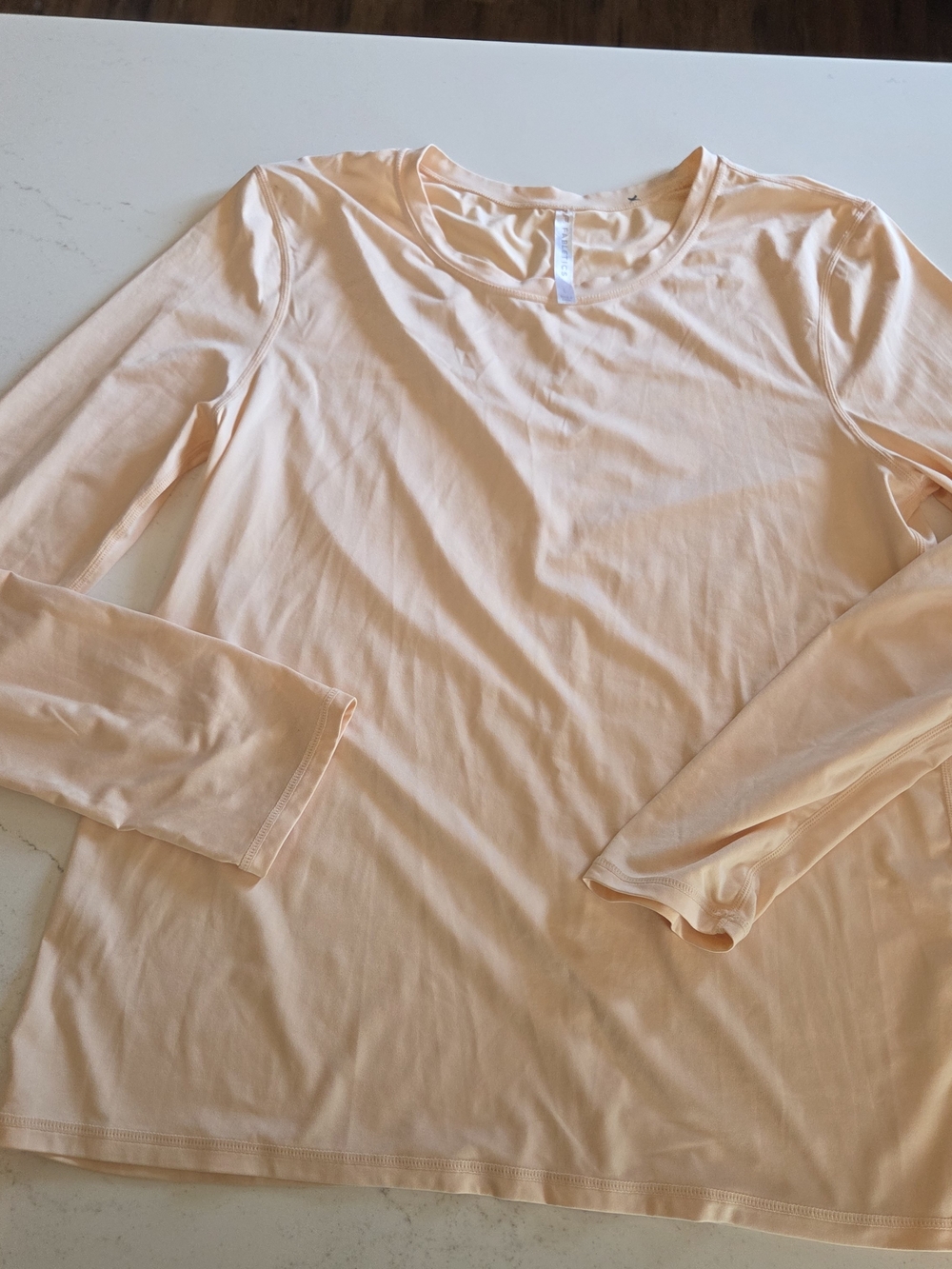 Fabletics Peach Long Sleeve Crew Neck Top